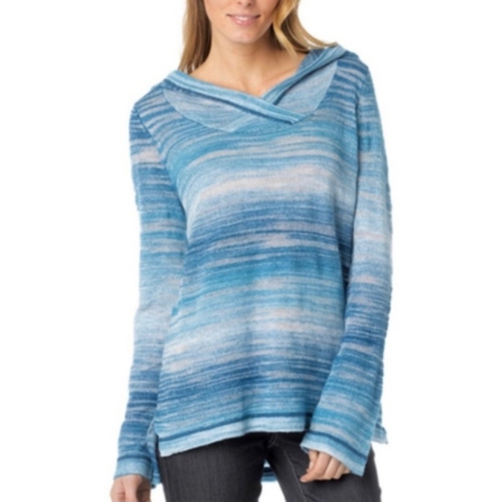 prAna • Nina Blue & White Stripped Sweater Hoodie